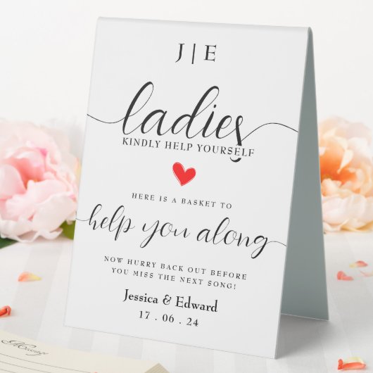 Plaque De Table Mesdames, Aidez-Vous Avec Plaisir Noir Blanc Minim (In SItu (Mariage))
