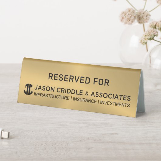 Plaque De Table Metallic Gold Custom Logo Table Tent-Reserved For (En SItu (Tableau))