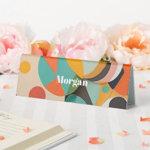 Plaque De Table Mid Century Art moderne Monogramme ou nom, géométr