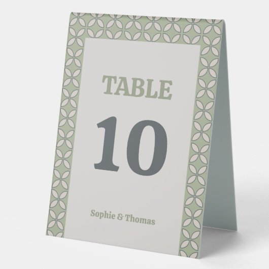 Plaque De Table Mid Century Mod Retro Mariage Olive Green (Recto)