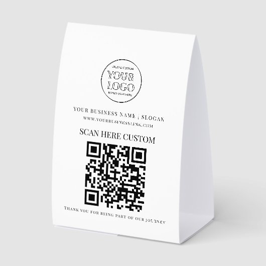 Plaque De Table Minimal Business Logo Scan QR CODE (Recto)