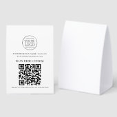 Plaque De Table Minimal Business Logo Scan QR CODE (Recto/verso)