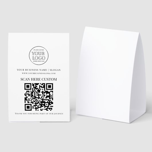 Plaque De Table Minimal Business Logo Scan QR CODE (Recto/verso)