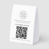 Plaque De Table Minimal Business Logo Scan QR CODE Table Tent (Verso)