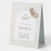 Plaque De Table Minimal Guess How Many Kisses Bridal Shower Game (Verso)