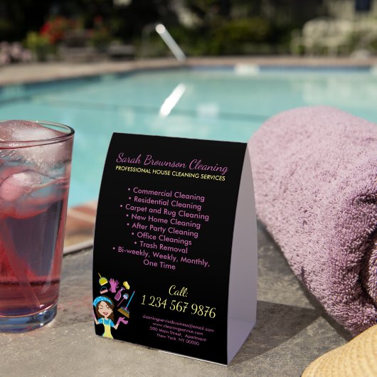 Plaque De Table Minimal Modern Commercial Janitorial Maid cleaning (InVersositu (sur table))