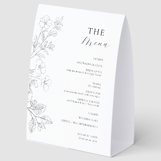 Plaque De Table Minimalist Floral Wedding Table Menu Sign (Recto)