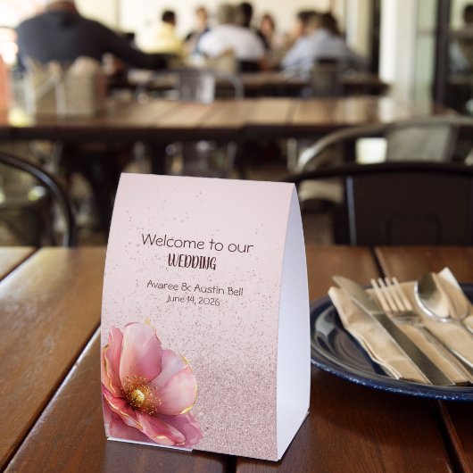 Plaque De Table Minimalist Pink and Gold Poppy Wedding (Insitu (restaurant))