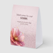 Plaque De Table Minimalist Pink and Gold Poppy Wedding (Recto)