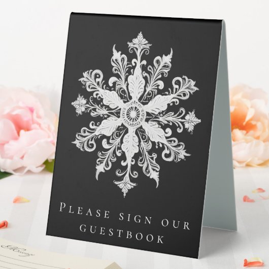 Plaque De Table Minimalist Snowflake Wedding | Black (In SItu (Mariage))