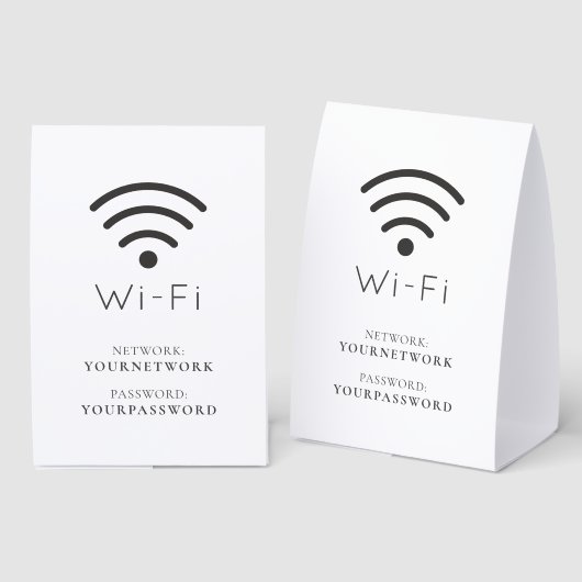 Plaque De Table Minimalist White Business Cafe Wi-Fi (Recto/verso)