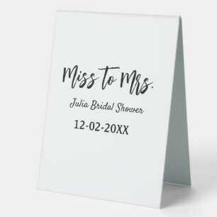 Plaque De Table Miss à Mrs enterrement de vie de jeune fille éléga