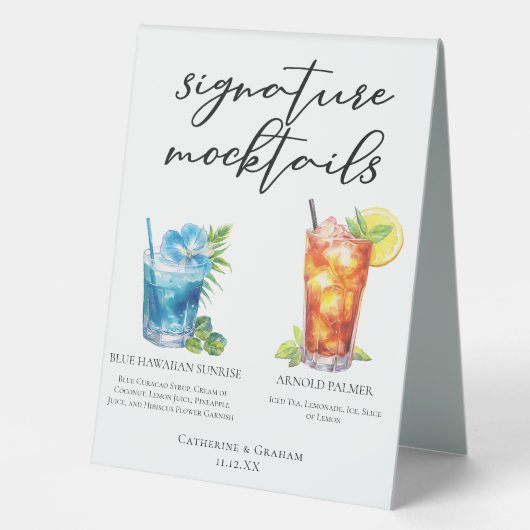Plaque De Table Mocktails d'été Blue Hawaiian Arnold Palmer (Recto)