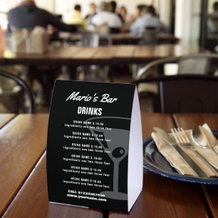 Plaque De Table Modèle de menu de tente de table de bar-restaurant