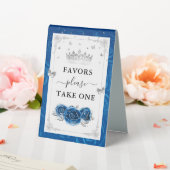 Plaque De Table Modèle de photo avec roses argent et bleu royal Fa (In SItu (Mariage))