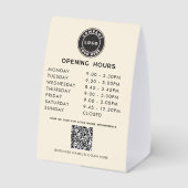 Plaque De Table Modern Business Logo QR Code Opening Hours (Verso)