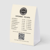 Plaque De Table Modern Business Logo QR Code Opening Hours (Recto)