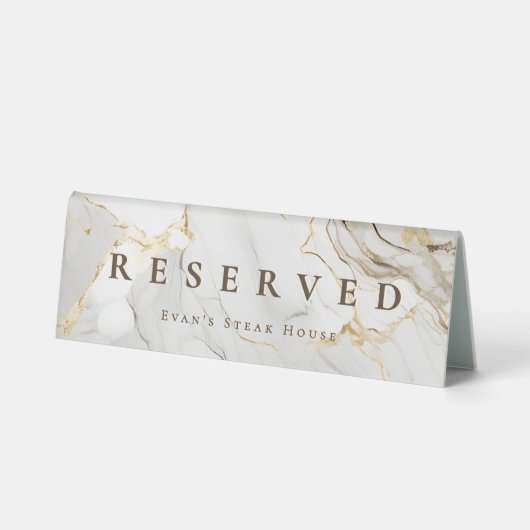 Plaque De Table Modern Elegant Script Agate White Marble Reserved (Verso)