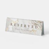 Plaque De Table Modern Elegant Script Agate White Marble Reserved (Recto)