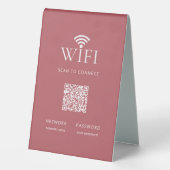 Plaque De Table Modern Guest WiFi Password QR Code Dusty Red (Verso)