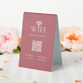 Plaque De Table Modern Guest WiFi Password QR Code Dusty Red (In SItu (Mariage))
