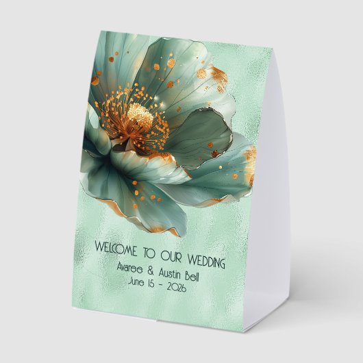 Plaque De Table Modern Minimalist Emerald White WELCOME  (Verso)