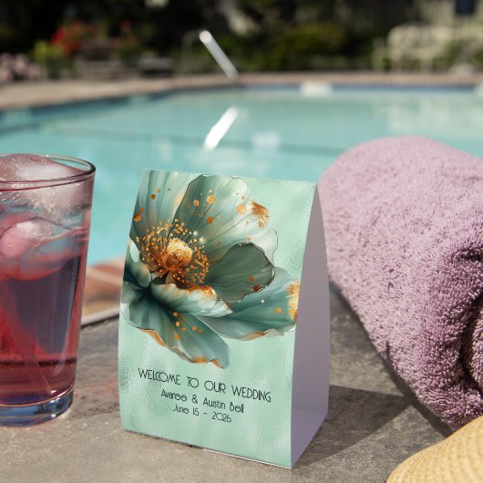 Plaque De Table Modern Minimalist Emerald White WELCOME  (InVersositu (sur table))