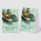 Plaque De Table Modern Minimalist Emerald White WELCOME  (Recto/verso)