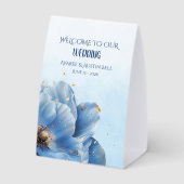 Plaque De Table Modern Minimalist Gold and Blue Poppy  (Verso)