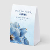 Plaque De Table Modern Minimalist Gold and Blue Poppy  (Recto)