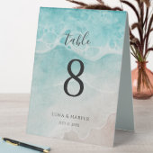 Plaque De Table Modern Ocean Tide Watercolor Beach Wedding (En SItu (Tableau))