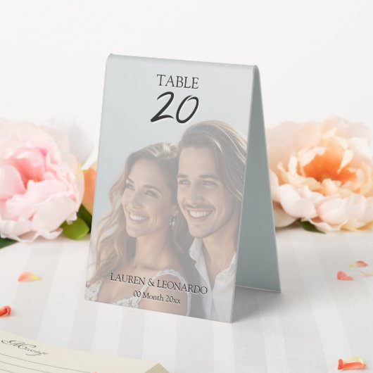 Plaque De Table Modern photo wedding couple editable script (In SItu (Mariage))