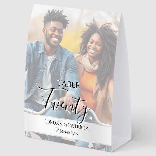 Plaque De Table Modern Photo Wedding Table Number | Editable  (Arrière)