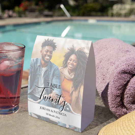 Plaque De Table Modern Photo Wedding Table Number | Editable (Insitu (sur table))