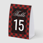 Plaque De Table Modern Red Buffalo Plaid Wedding Table Number (Recto)