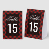 Plaque De Table Modern Red Buffalo Plaid Wedding Table Number (Recto/verso)