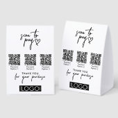 Plaque De Table Modern Scan to Pay QR Code Payment Business Logo (Recto/verso)
