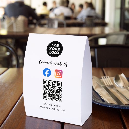 Plaque De Table Modern Social Media QR Code | Paper Tabletop Sign (Insitu (restaurant))