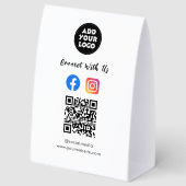 Plaque De Table Modern Social Media QR Code | Paper Tabletop Sign (Recto)