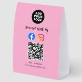 Plaque De Table Modern Social Media QR Code |  Paper Tabletop Sign (Arrière)