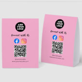Plaque De Table Modern Social Media QR Code |  Paper Tabletop Sign (Recto/Verso)