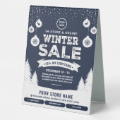 Plaque De Table Modern Winter Sale Retail Advert Blue & White  (Verso)