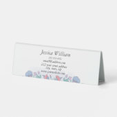 Plaque De Table Moderne Chic Aquarelle Bleu Hydrangée Florale (Verso)