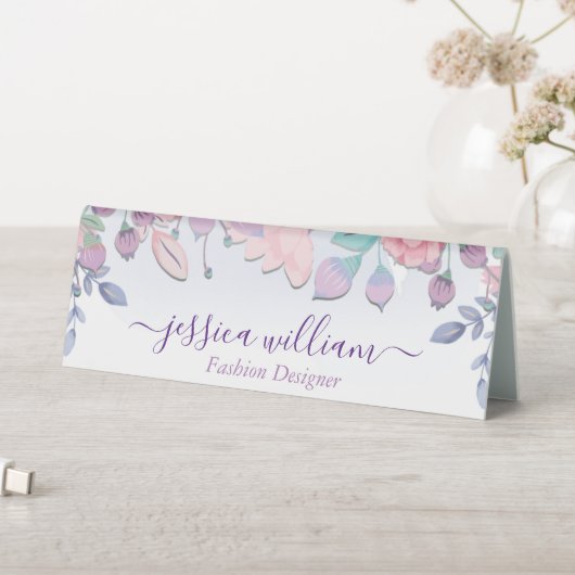 Plaque De Table Moderne Chic Aquarelle Bleu Hydrangée Florale (En SItu (Tableau))