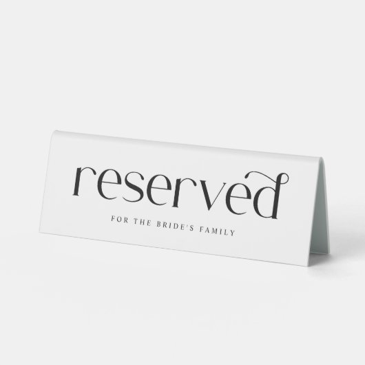 Plaque De Table Moderne Classique Simple Mariage Réservé (Recto)