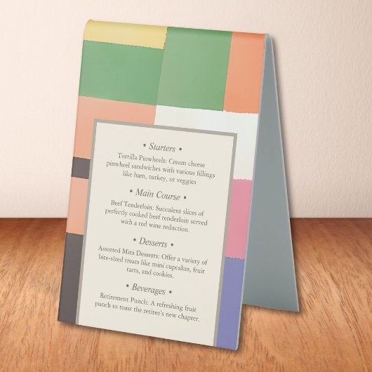 Plaque De Table Moderne Cute Vivid Couleurs Blocs de retraite