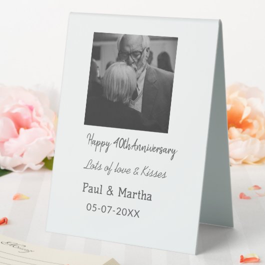 Plaque De Table Moderne heureux 40e anniversaire ajouter nom date  (In SItu (Mariage))