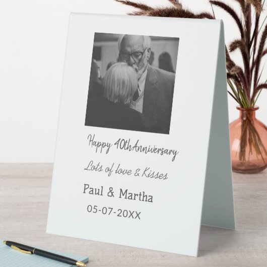 Plaque De Table Moderne heureux 40e anniversaire ajouter nom date  (En SItu (Tableau))