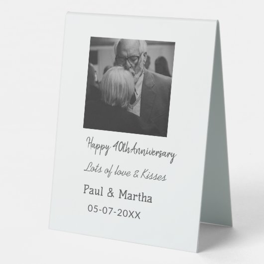 Plaque De Table Moderne heureux 40e anniversaire ajouter nom date (Verso)