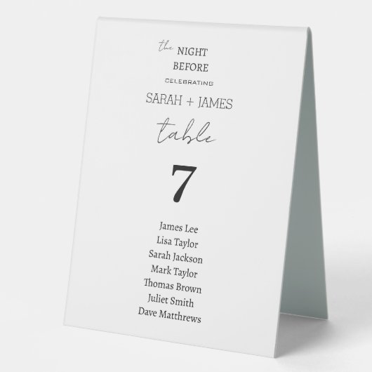 Plaque De Table Moderniser la nuit avant le Mariage (Recto)